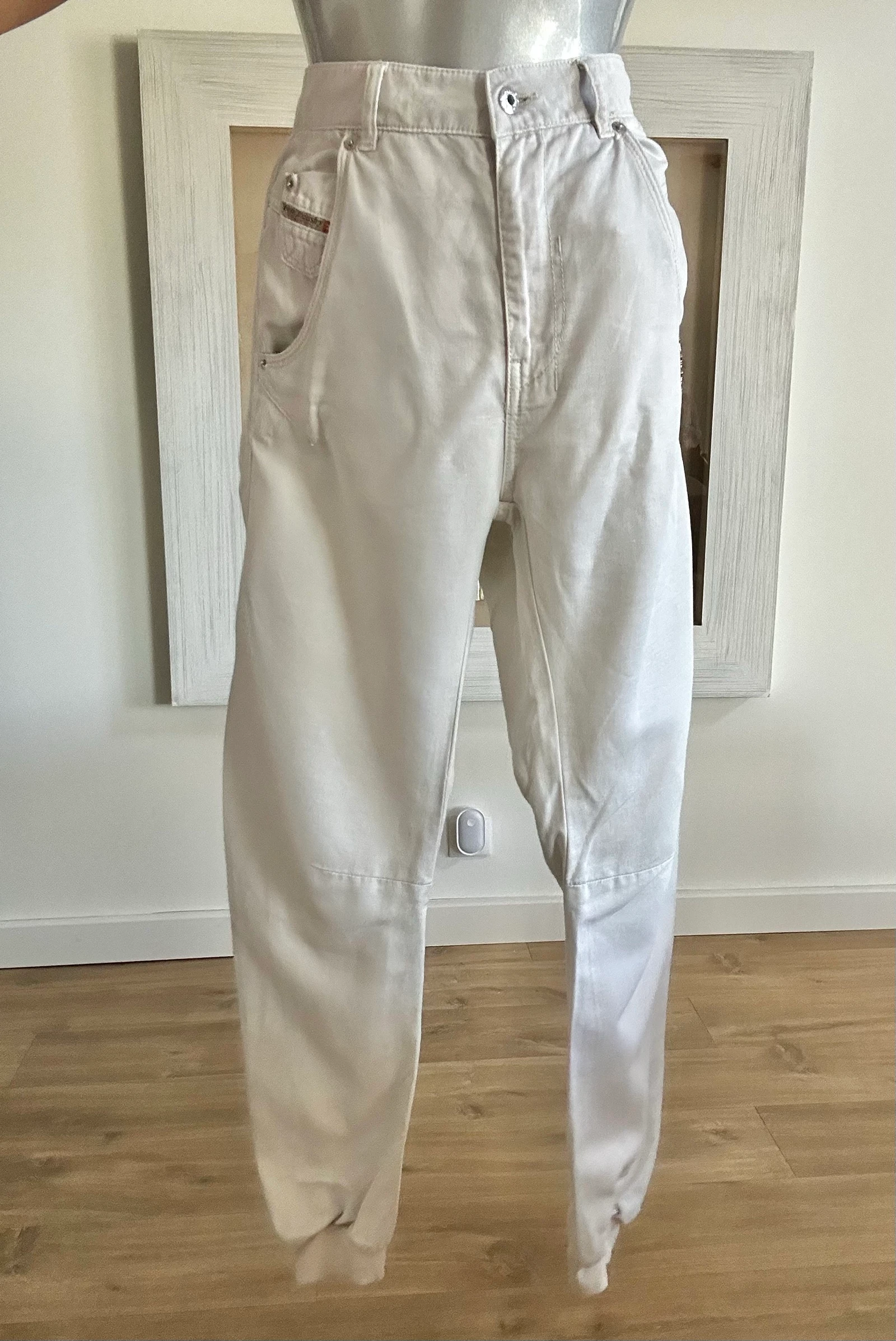 Ecru linen & cotton Diesel pants – Chic carrot cut, size 28 – photo 3